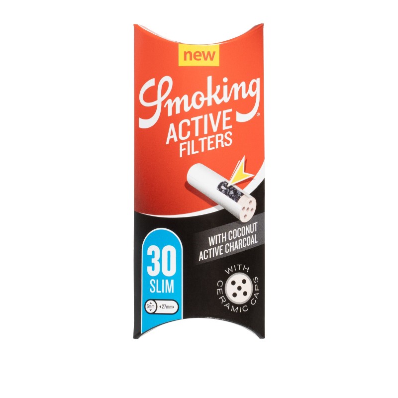 Smoking activated charcoal filter Slim - Ø6mm 30 pcs