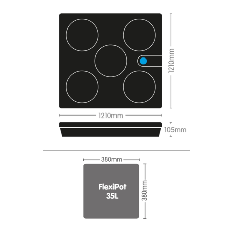 AutoPot Auto5 XL System - inkl. 1,2m Tray und 35L FlexiPot Töpfe