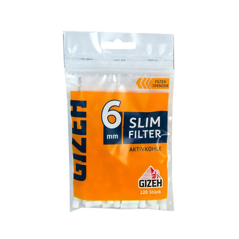 GIZEH Slim Filter activated carbon Ø6mm 120 pcs