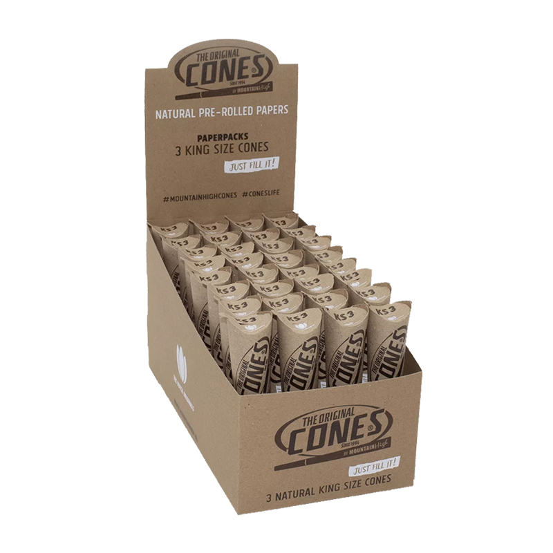 CONES King Size Natural Cones unbleached - 3er Pack - 32er Box