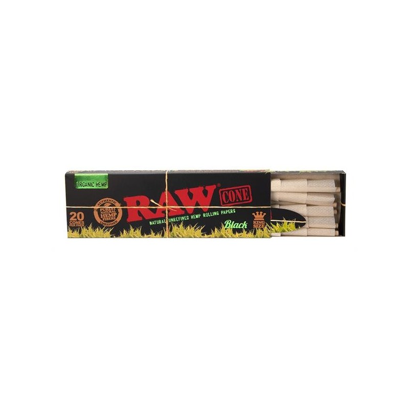 RAW Black Organic Hemp Cones King Size - 20er Box