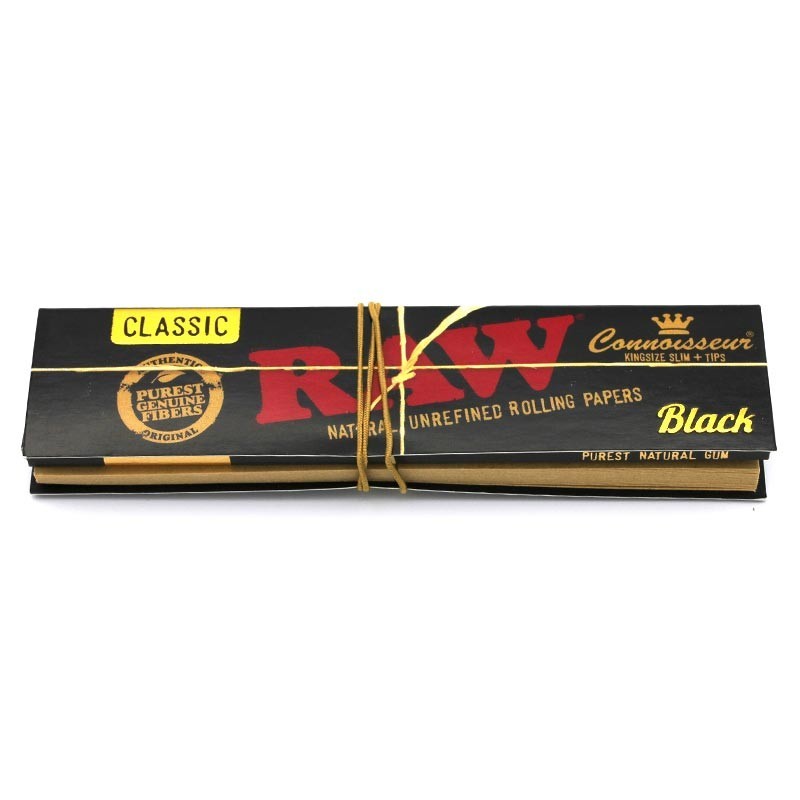 RAW Black Connoisseur King Size Slim Paper and Tips