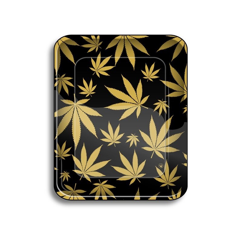 FIRE-FLOW™ Gold Leaves Rolling Tray groß