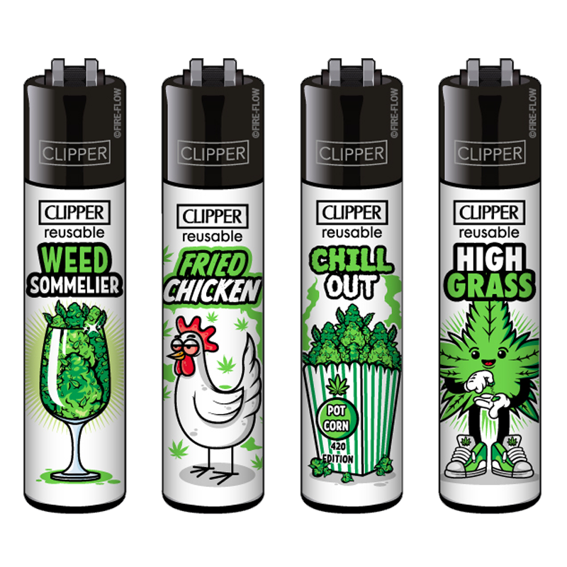 Clipper Feuerzeug Weed Slogan #10 - 4er Set