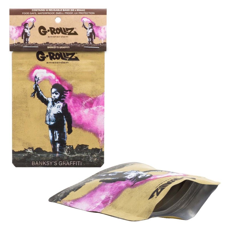 G-Rollz "Banksy's Graffiti Torch Boy" odor-proof sachets 65x85mm 10 pcs.