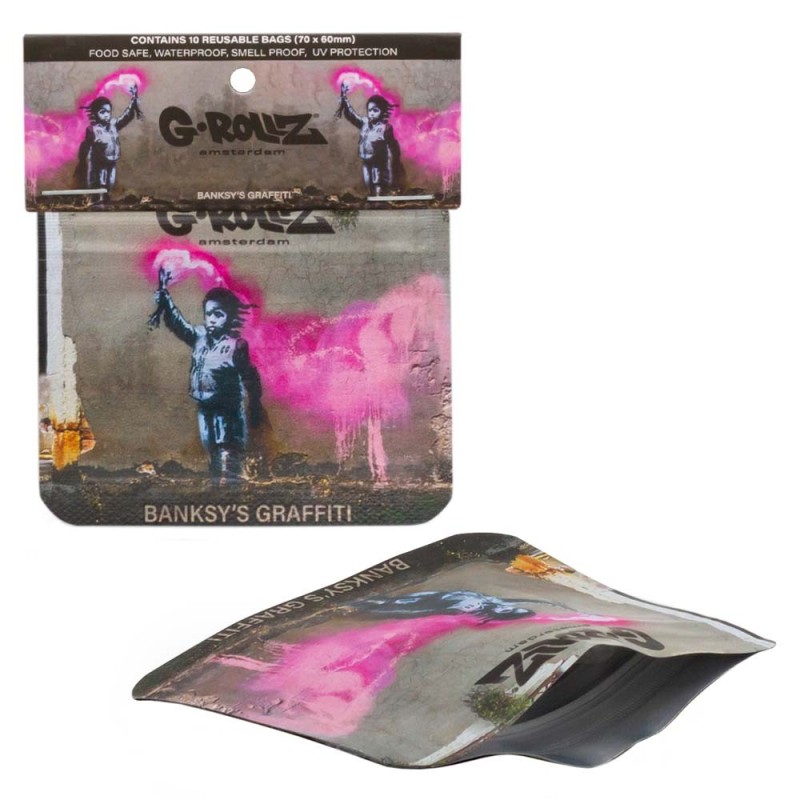 G-Rollz "Banksy's Graffiti Torch Boy" odor-proof sachets 70x60mm 10 pcs.